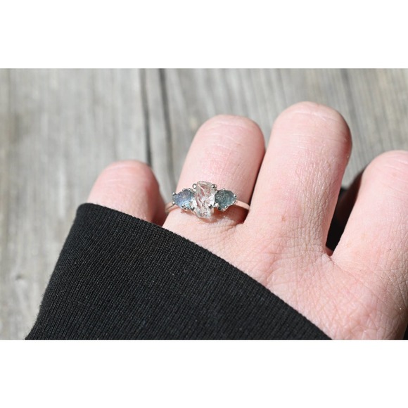 Raw Sapphire Engagement Sterling Silver Promise Ring Size 5 6 7 8 9 10 1… - Picture 8 of 8